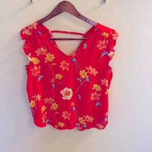 Loft Floral Sleeveless Blouse Size Large